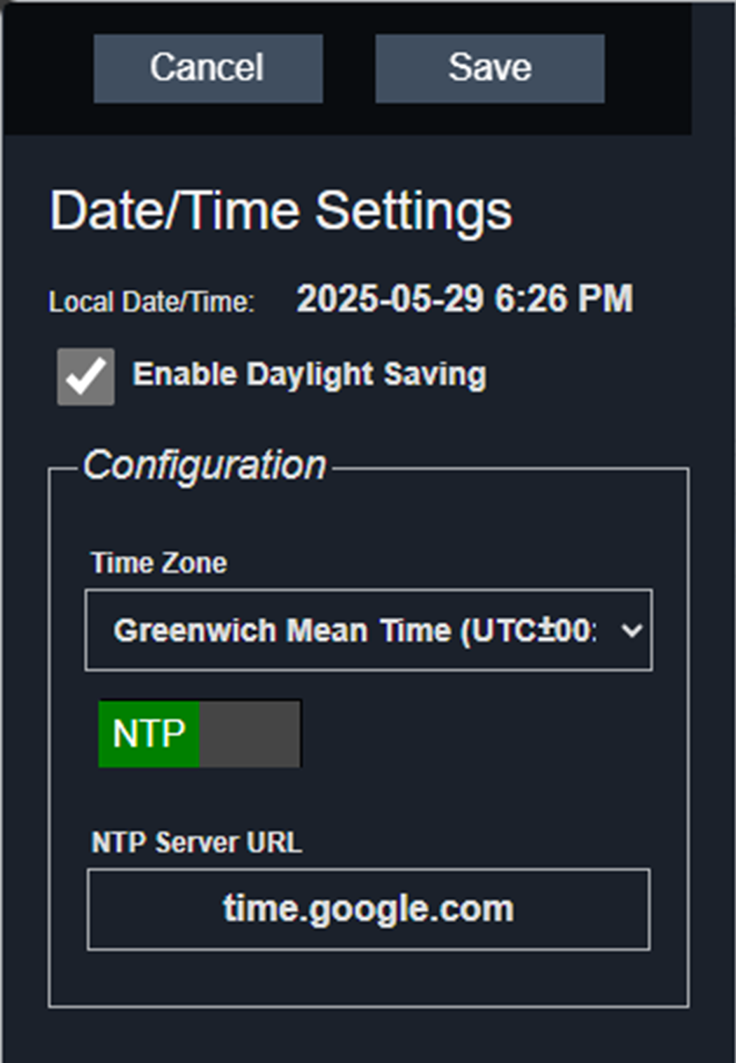 Configuring Date/Time Settings